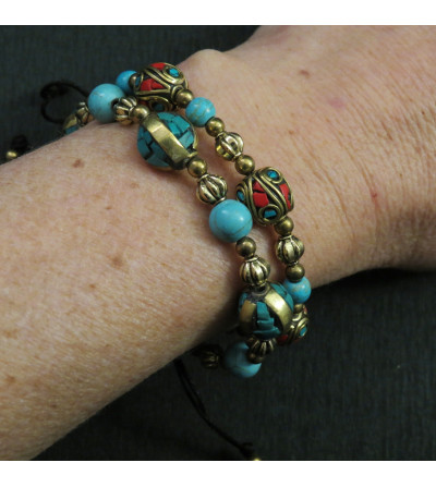 Bracelet fantaisie Turquoise Corail