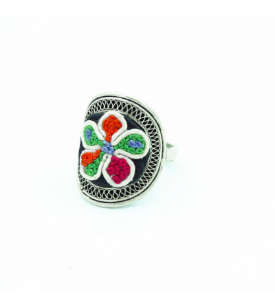 Embroidered Flower Ring