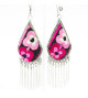Pink Flowers Embroidered Earrings