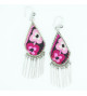 Pink Flowers Embroidered Earrings
