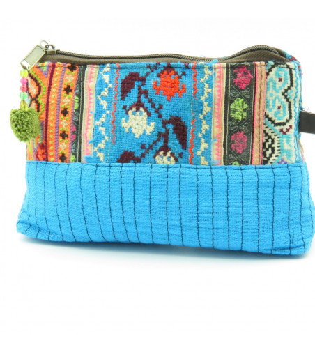 Turquoise patchwork and hemp case