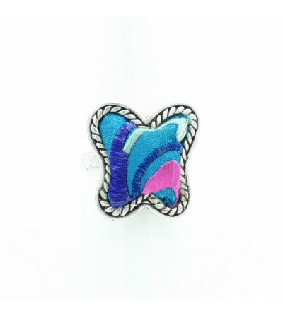 Bague papillon bleu