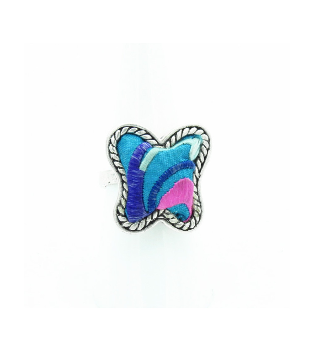 Bague papillon bleu