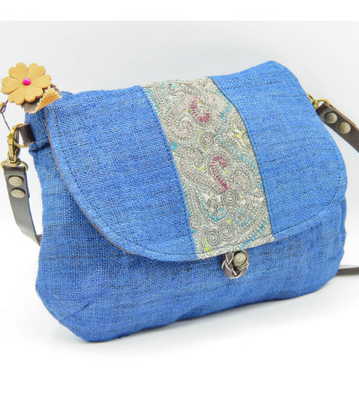 small bag blue embroidery